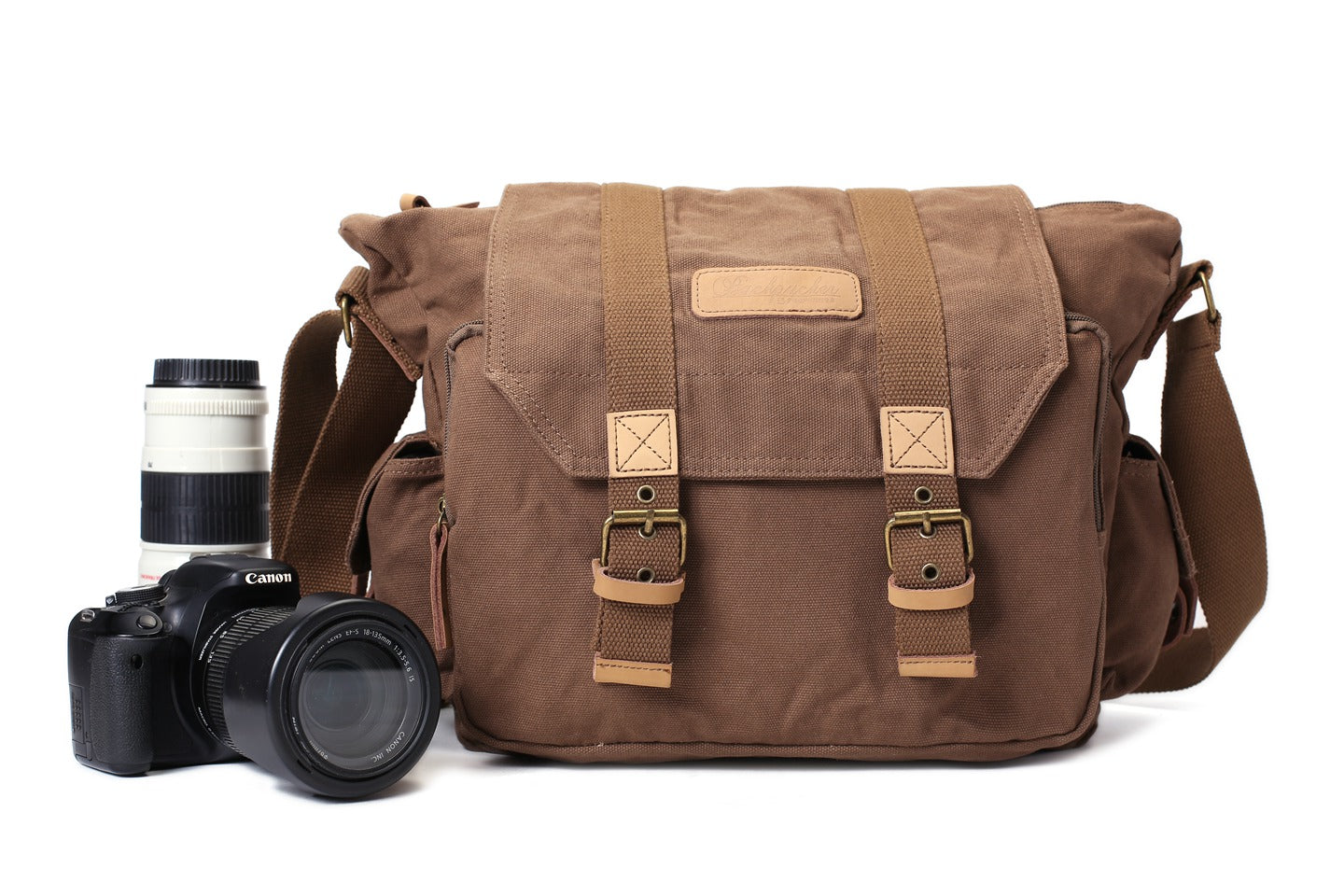 DSLR/SLR Camera Shoulder Bag Case with Adjustable Shoulder Strap, Compatible for Nikon, Canon, Sony Mirrorless Cameras Waterproof (Black) Waterproof Waxed Canvas Camera Bag, Small Camera Bag, Shoulder Bag