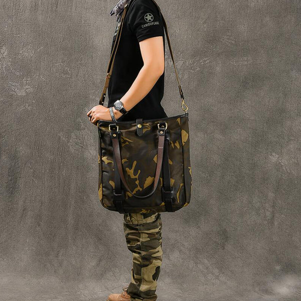Canvas Men Tote Bag Camouflage Shoulder Bag Vintage Men Messenger