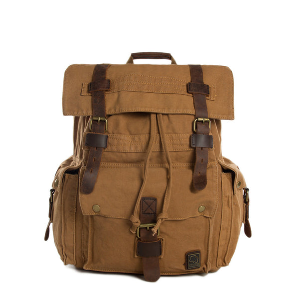 Wholesale High Quality Canvas Backpack, Shoulder Backpack, Canvas Leather Backpack 2150 - ROCKCOWLEATHERSTUDIO