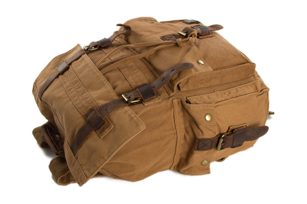 canvas leather backpack wholesale Wholesale High Quality Canvas Backpack, Shoulder Backpack, Canvas Leat – RockCow Leather Studio