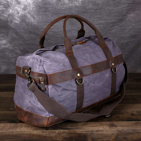 Canvas Travel Bag Waxed Canvas Duffle Bag Men Weekender Bags Gym Bags FX8826 - ROCKCOWLEATHERSTUDIO
