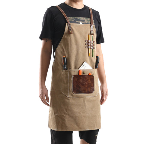 Canvas With Leather Shop Apron Durable Work Apron Craftsman Apron Studio Apron Unisex Apron Adjustable Apron FX888055 - ROCKCOWLEATHERSTUDIO