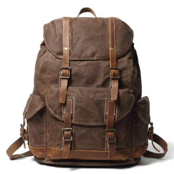 Vintage Waxed Canvas Backpack, Waterproof Backpack, Mens Canvas Backpack