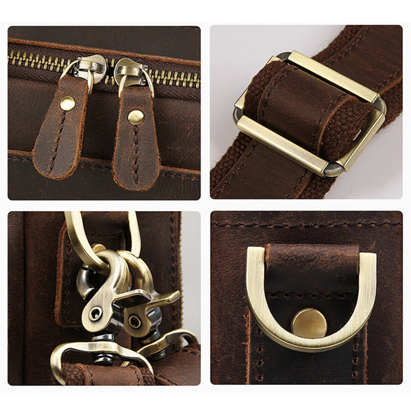 Crazy Horse Leather Briefcase High-Quality Leather Messenger Bags
