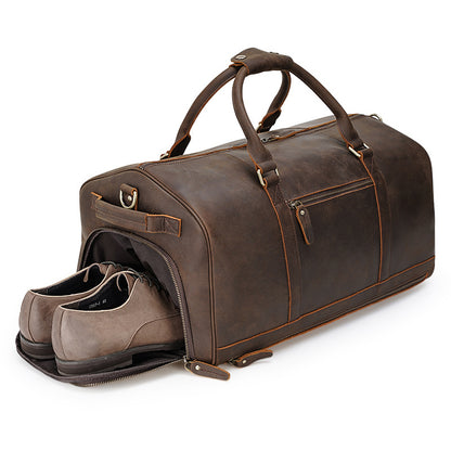 Crazy Horse Leather Duffle Bag Handmade Mens Leather Travel Bag Leather Tote Luggage Bag