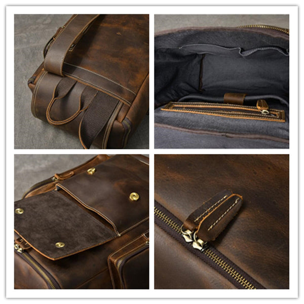 crazy horse buffalo leather backpack Crazy Horse Leather Men Backpack Vintage Laptop Backpack Travel Backpa – RockCow Leather Studio