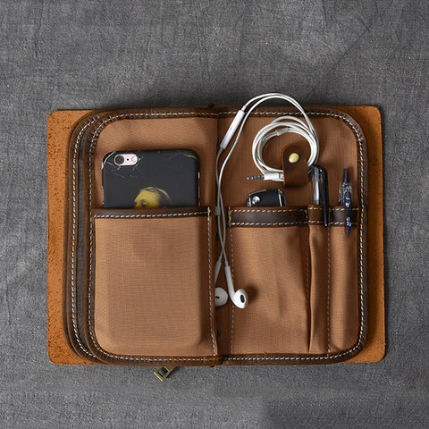 Crazy Horse Leather Men Clutch Vintage Mobile Phone Wallet Card Holder Clutch ESS228 - ROCKCOWLEATHERSTUDIO