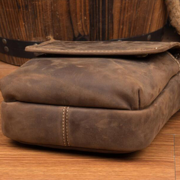 Crazy Horse Leather Messenger Bag Men Shoulder Bag Retro Crossbody