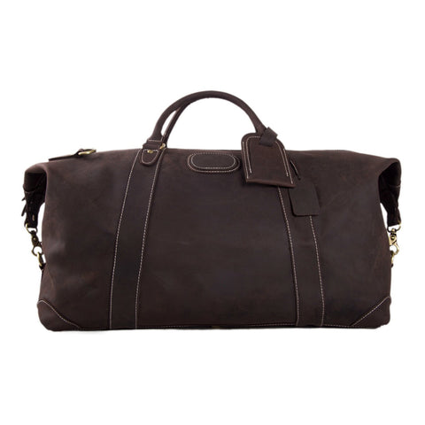 Handmade Full Grain Leather Duffle Bag, Mens Weekend Bag - ROCKCOWLEATHERSTUDIO