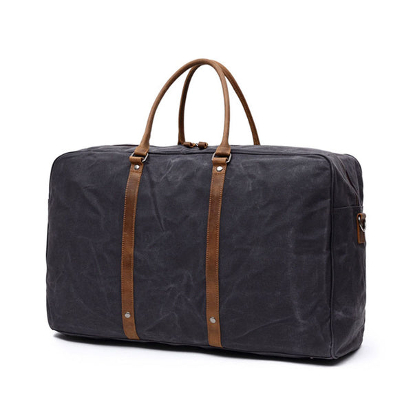 Waxed Canvas Travel bag, Simple Design Weekend Overnight Bag, Gym Bag FX001 - ROCKCOWLEATHERSTUDIO