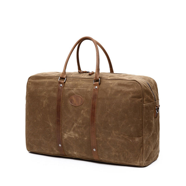 Waxed Canvas Travel bag, Simple Design Weekend Overnight Bag, Gym Bag FX001 - ROCKCOWLEATHERSTUDIO