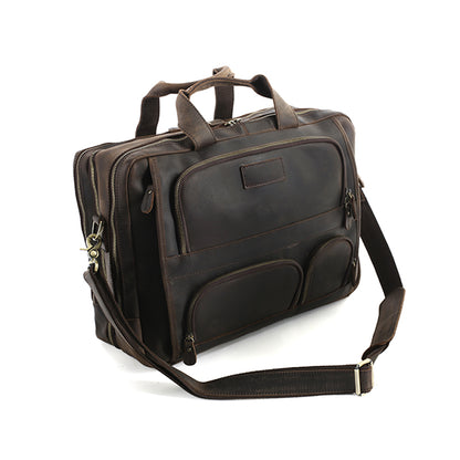 Flash Sale Handmade Leather Briefcase Men's Shoulder Bags Laptop Messenger Bag Tote Bags 7289R - ROCKCOWLEATHERSTUDIO