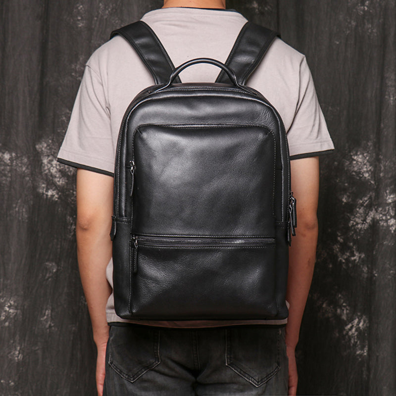 Full Grain Leather Backpack For Mens Leather Travel Backpack Stylish Laptop Backpack LJ1007