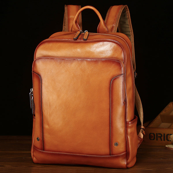 Full Grain Leather Backpack Handcrafted Leather Laptop Backpack For Mens Retro Travel Backpack