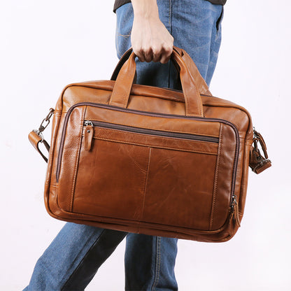Full Grain Leather Briefcase, 15 Inches Laptop Bag,  Leather Messenger Bag, Natural Leather Shoulder Bag