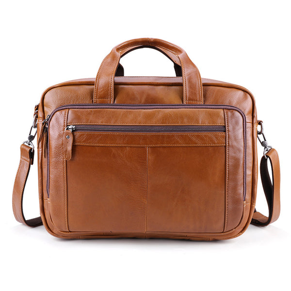 Leather Messenger Bag For Men 15.6 Inch Leather Laptop Shoulder Bag  Computer Bag Business Briefcases Satchel Bag Work Bags Brown
