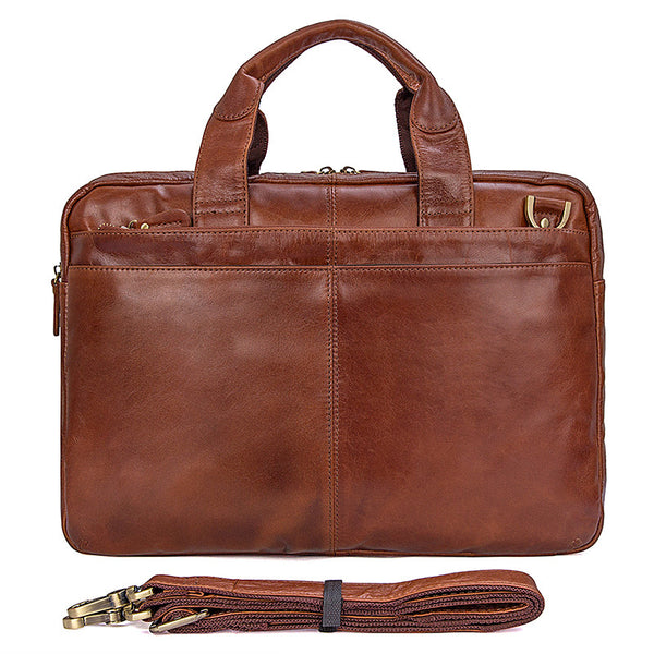Full Grain Leather Briefcase For Men, Leather Messenger Bag, Mens Leather Shoulder Bag