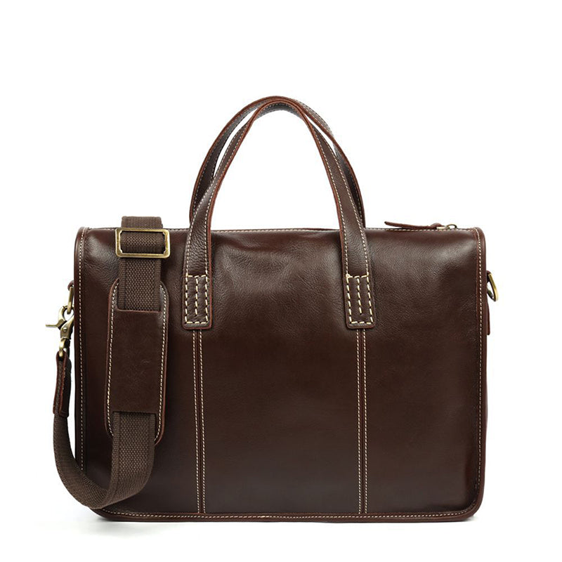 Minimalist Leather Briefcase Laptop Bag Designer Handbag ZB02