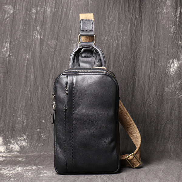 Full Grain Leather Chest Pack Vintage Leather Sling Bag Natural Leather Shoulder Bag