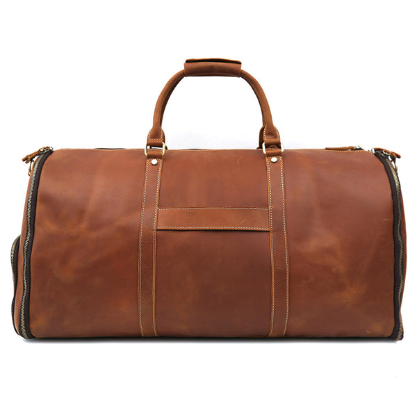 carry on garment bag mens garment bag for travel business Men's Convertible Full Grain Leather Garment Bag, Carry-On Weekender w – RockCow Leather Studio