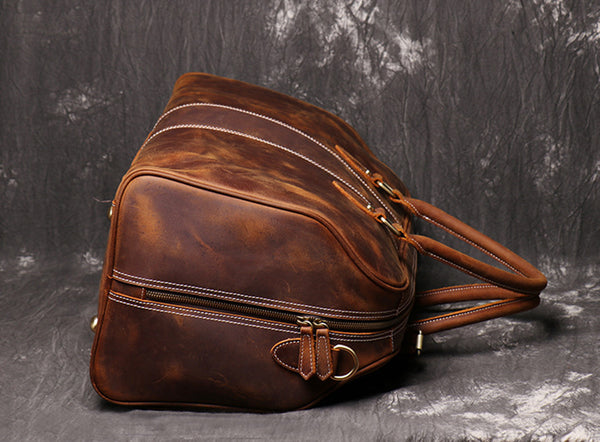Full Grain Leather Duffle Bag Retro Leather Weekender Bag Handmade