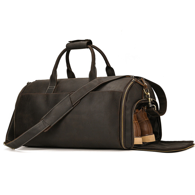 convertible leather duffle backpacks Men's Full Grain Garment Bag, Weekender Duffel Bag – RockCow Leather Studio Amazon Basics Carry-On Travel It has a detachable 4