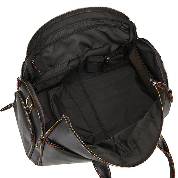 cool mens leather duffel bag backpack Men's Full Grain Leather Garment Bag, Convertible Weekender Duffel Bag Dark Brown
