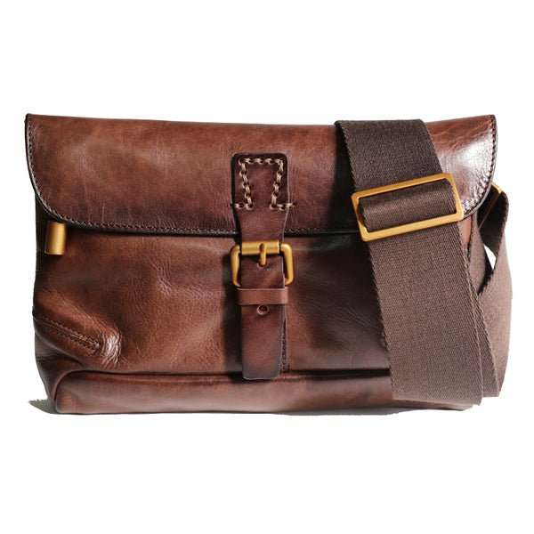 Full Grain Leather Men's Shoulder Bag Vintage Handmade Leather