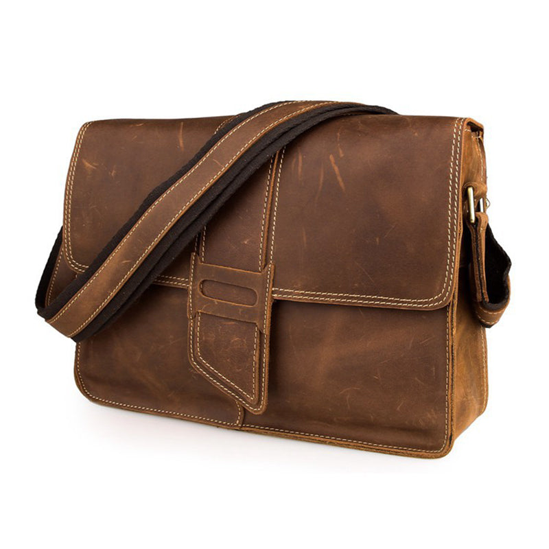 Full Grain Leather Messenger Bag Vintage Leather Shoulder Bag For Men Leather Crossbody Bag JMD7263