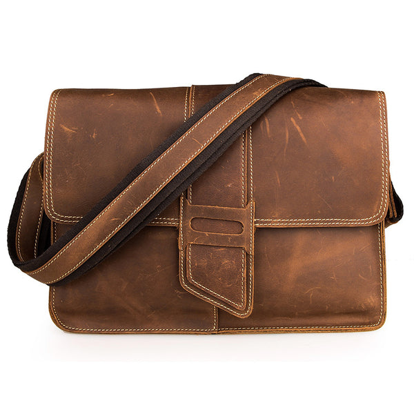 Full Grain Leather Messenger Bag Vintage Leather Shoulder Bag For Men Leather Crossbody Bag