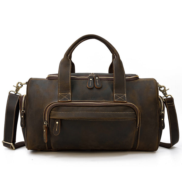 Sac de voyage en cuir pleine fleur, sac de sport en cuir fait main, sac de nuit pour homme, sac week-end