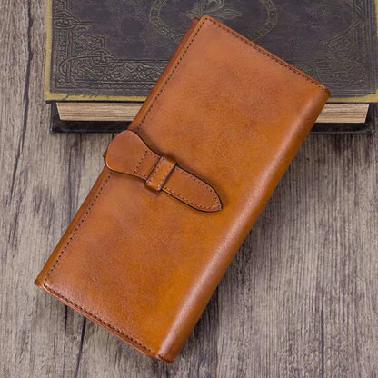 Full Grain Leather Wallet For Women Handmade Leather Purse Vintage Long Wallet A03232