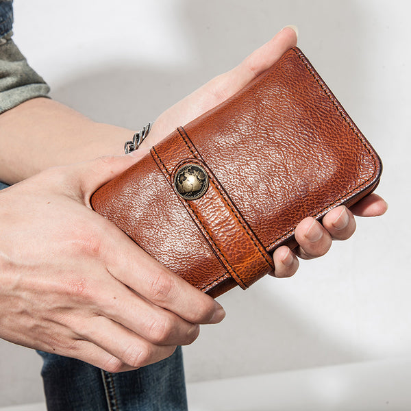 Full Grain Leather Wallet Handmade Long Wallet Card Holder Wallet 14115