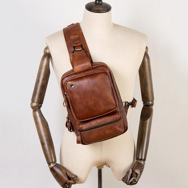 chest backpack leather Full Grain Leather Chest Pack Handmade Shoulder Messenger Bag – RockCow Leather Studio