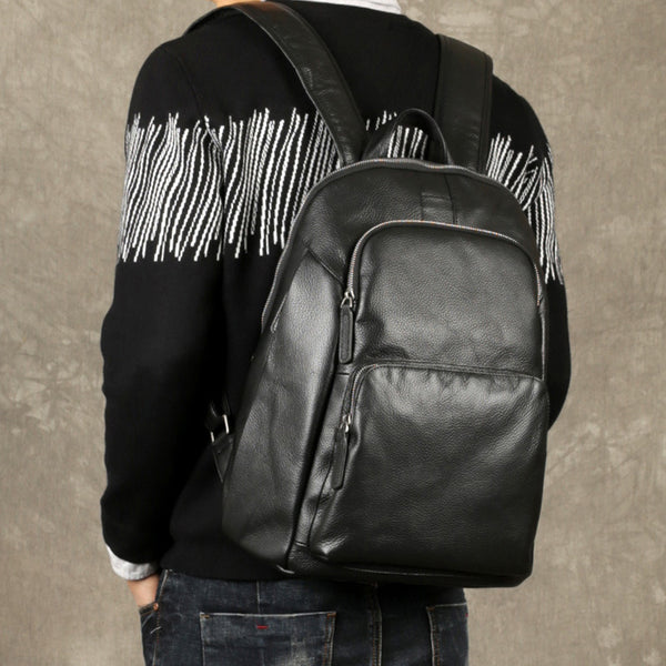 Genuine Leather Backpack, School Backpack, Casual Shoulder Laptop Back ...