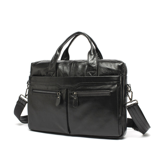 Genuine Leather Computer Bag, Top Grain Men’s Leather Handbag, Men's Casual Briefcase 9005 - ROCKCOWLEATHERSTUDIO