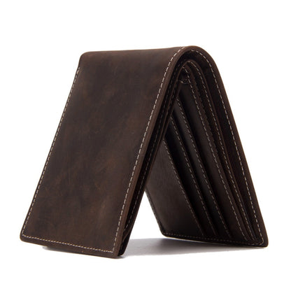 ROCKCOW Wholesale Genuine Leather Wallet Money Purse Bag Men Short Wallet Card Holder 198 - ROCKCOWLEATHERSTUDIO