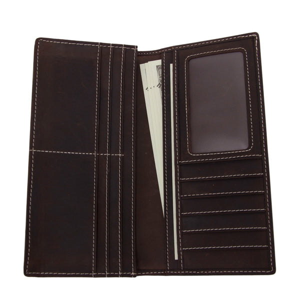 Handmade Genuine Leather Wallet Men Long Wallet Money Purse Card Holde ...
