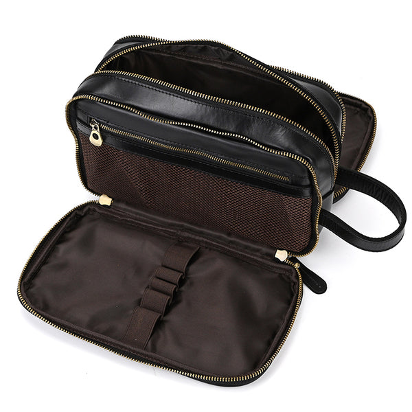 Groomsmen Gift Personalized Leather Toiletry Bag Waterproof Leather Dopp Kit Men's Shaving Kit, Groomsmen Proposal - ROCKCOWLEATHERSTUDIO