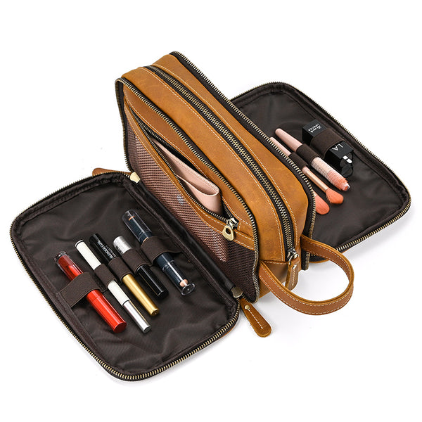 Groomsmen Gift Personalized Leather Toiletry Bag Waterproof Leather Dopp Kit Men's Shaving Kit, Groomsmen Proposal - ROCKCOWLEATHERSTUDIO