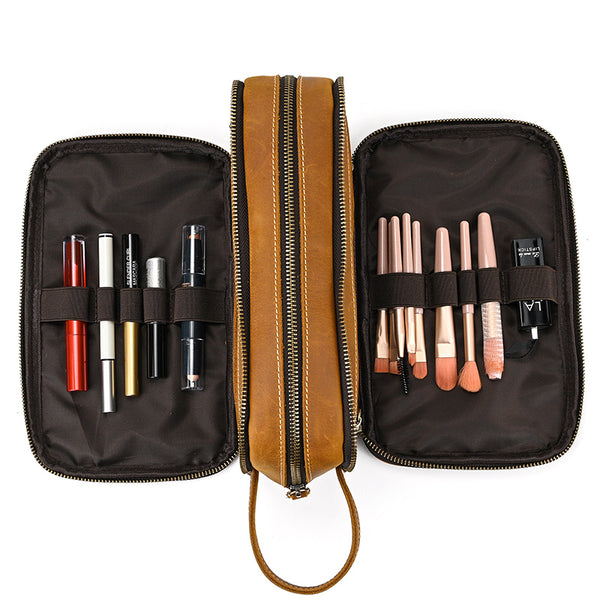 Groomsmen Gift Personalized Leather Toiletry Bag Waterproof Leather Dopp Kit Men's Shaving Kit, Groomsmen Proposal - ROCKCOWLEATHERSTUDIO