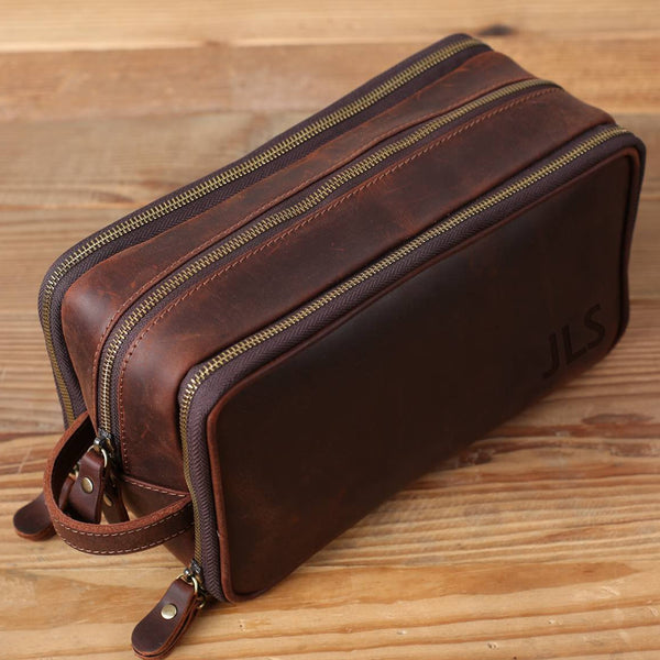 LUXE-RANGE Personalized Leather Toiletry Bag For Men, Leather Dopp Kit,  Groomsmen Gifts, Men's Toiletry Bag, Gifts For Men, Christmas Gift, Wedding