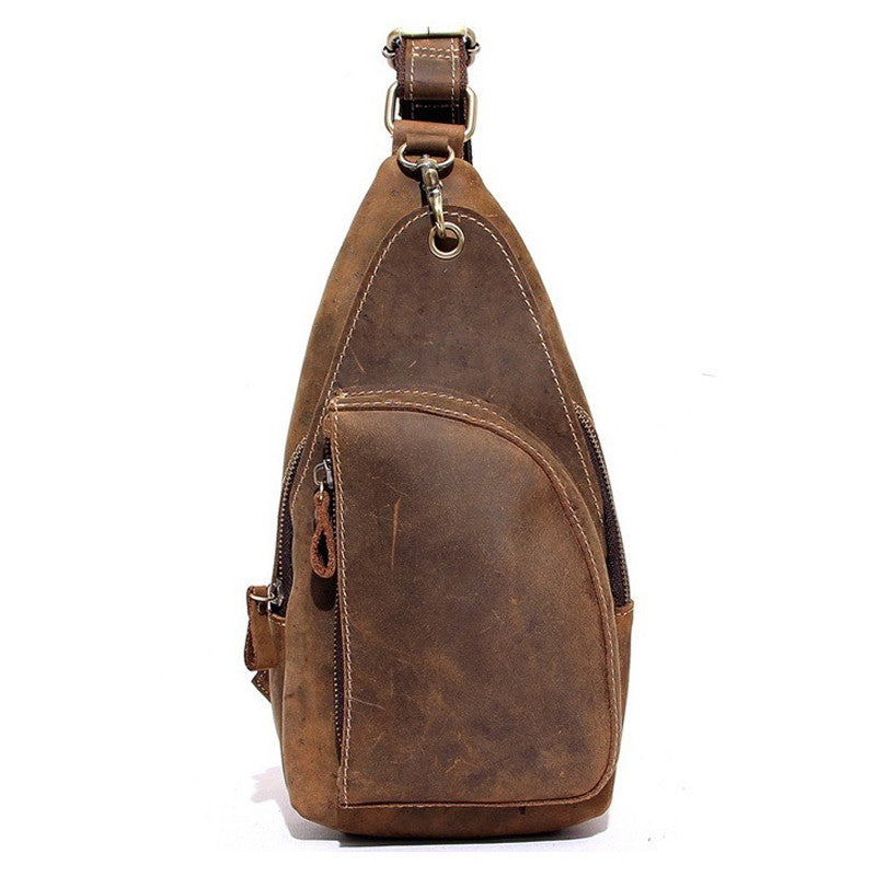 Genuine Leather Men Chest Bags Distressed Leather Chest Pack Men
