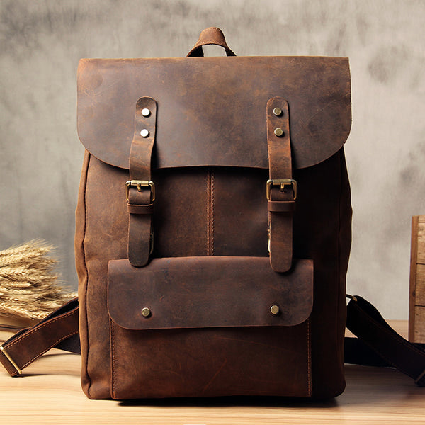 Handmade Leather Backpack Purse, Vintage Backpacks, School Backpacks