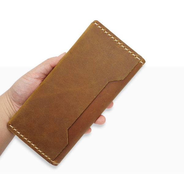 Handmade Men's Long Leather Wallet Money Purse Card Holder A05