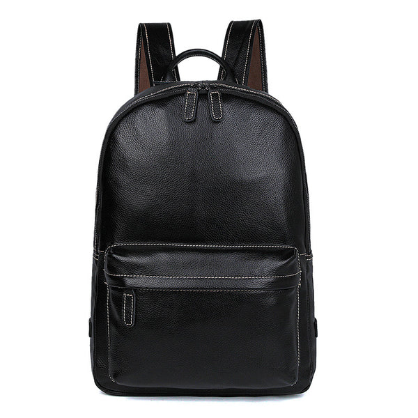 Handmade Full Grain Leather Backpacks Men's Black Leather Backpack Shoulder Bag