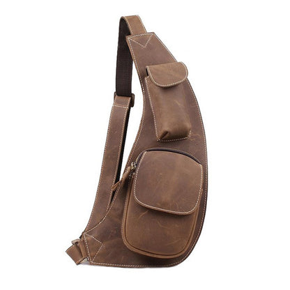 Handmade Vintage Genuine Leather Messenger Bag, Shoulder Bag, Chest Bag, Waist Pack 2009 - ROCKCOWLEATHERSTUDIO
