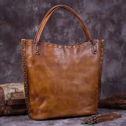 Handmade Full Grain Leather Women Tote Bag, Shopper Bag, Handbag A0050 - ROCKCOWLEATHERSTUDIO
