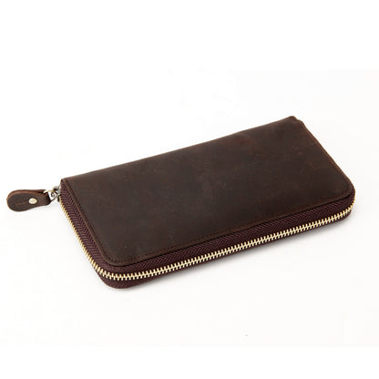 ROCKCOW Custom Wholesale Genuine Leather Wallet Men Long Wallet Money Purse Card Holders B-200 - ROCKCOWLEATHERSTUDIO