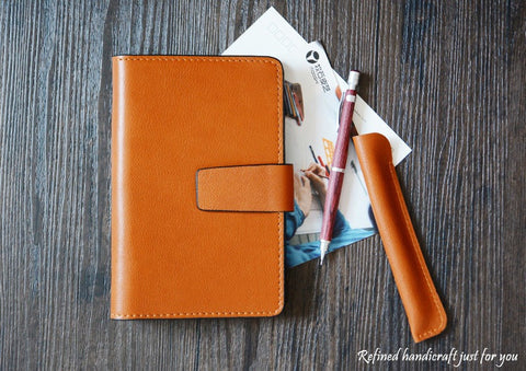 Custom Handmade Journal Book Vegetable Tanned Italian Leather A6 Notebook D054 - ROCKCOWLEATHERSTUDIO